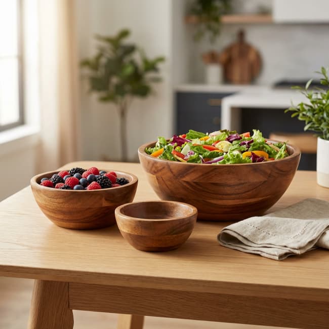 Acacia Wood Bowl Set Of 4 manufacturers